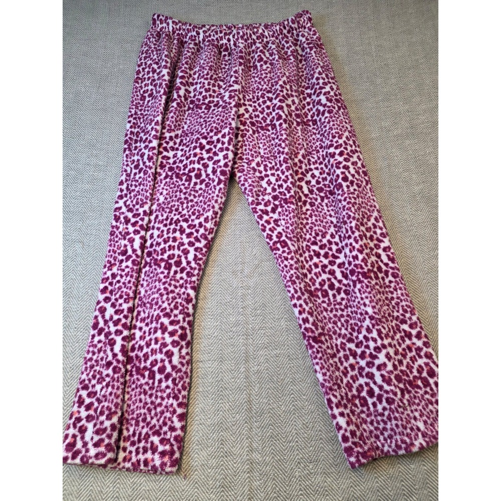 Just Be Fleece Pajama Pants Women's 2X Pink Purple Leopard Print Elastic Waisted